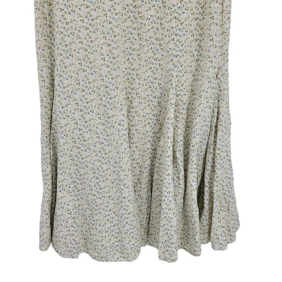 Sundance Skirt Silk Linen Midi Ditzy Floral Godet Prairie Cottage Core Cream 10 - Picture 6 of 11